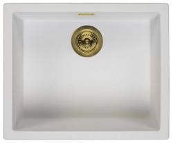 Ausmann Fibre witte spoelbak 50x40cm onderbouw, opbouw en vlakinbouw met automatische gouden plug 1208971901