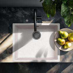 Ausmann Fibre zand witte spoelbak 50x40cm onderbouw, opbouw en vlakinbouw met automatische gun metal plug 1208971934