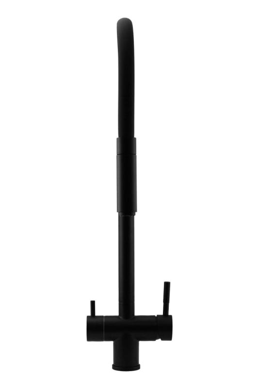 Pure.Sink Elite Steel Flex 3-weg Mat zwarte keukenkraan met flexibele uitloop en Gefilterd Water PS8110-10