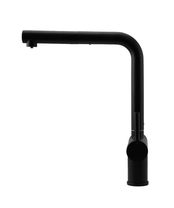 Pure.Sink Elite Steel Clear-S Mat zwart 3-weg Keukenkraan met Uittrekbare Uitloop en Gefilterd Water PS8120-10