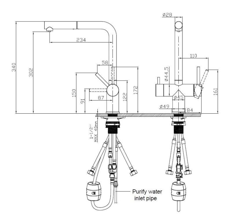 Pure.Sink Elite Steel Clear-S PVD gun metal 3-weg Keukenkraan met Uittrekbare Uitloop en Gefilterd Water PS8120-61