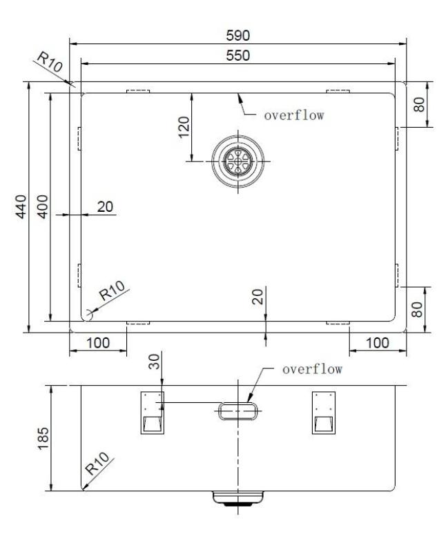 Pure.Sink Exclusivo Gun metal spoelbak 55x40 cm 10mm radius onderbouw, vlakbouw en opbouw PEX5540-61