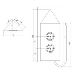Indux Corner Еnergiezuil met 2 stopcontacten Penaarde Hoek RVS 1208972284