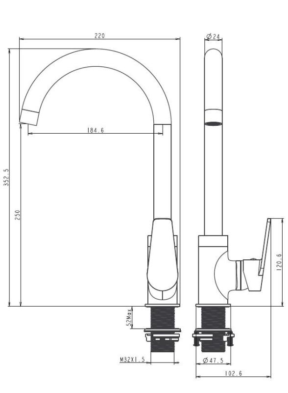 Aquanello Casa Chroom Eenhendel Keukenmengkraan CR-1201-CS