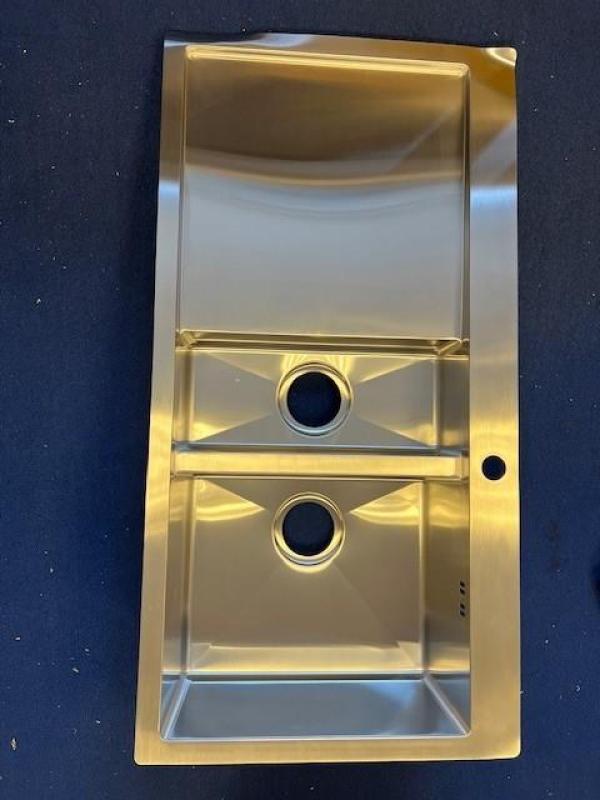 OUTLET Beschadigd!  Ausmann Oder Blue 1,5 rvs spoelbak 100x51cm vlakbouw en opbouw met afdruipgedeelte 1208972449