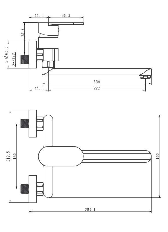Aquanello Casa Eenhendel Keuken Muurkraan Zwart met uitloop 25 cm BL-1425-CS