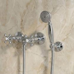 Aquanello Heritage Ascot Klassieke Opbouw Douchekraanset met Sterknoppen Chroom inclusief Handdouche CR-2002-HA